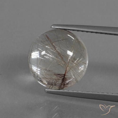 Quarzo rutilo Marrone chiaro naturale da 5.09 ct, Taglio rotondo, Trasparente