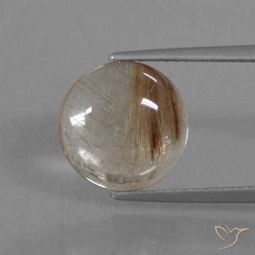 4.31ct Naturale Marrone caldo Quarzo rutilo, Rotondo, Trasparente