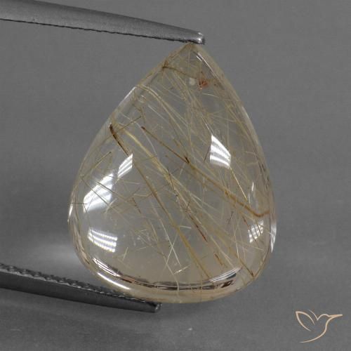 10.54ct Naturale Marrone chiaro Quarzo rutilo, Forma a pera, Trasparente