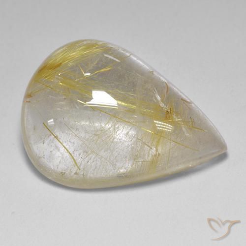 12.23ct Naturale Giallo terroso Quarzo rutilo, Forma a pera, Trasparente