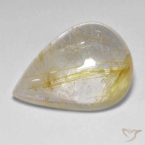 Quarzo rutilo Giallo terroso naturale da 12.23 ct, Forma a pera, Trasparente