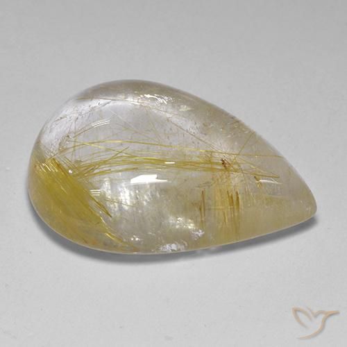 Quarzo rutilo Giallo terroso naturale da 12.23 ct, Forma a pera, Trasparente