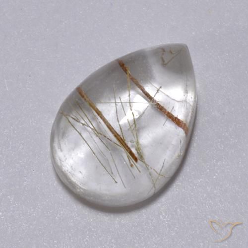 2.49ct Naturale Marrone caldo Quarzo rutilo, Forma a pera, Trasparente