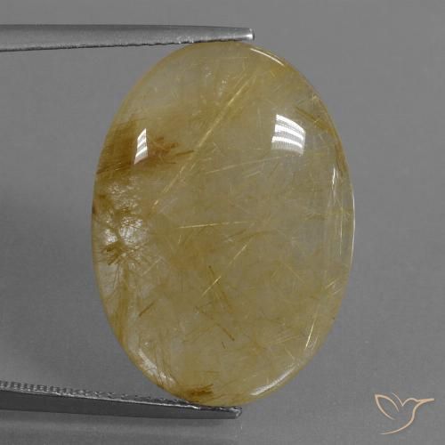 17.69ct Naturale Giallo dorato Quarzo rutilo, Ovale, Traslucido