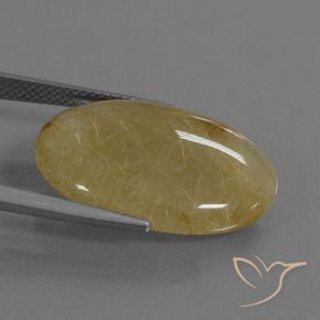 Quarzo rutilo Giallo dorato naturale da 17.69 ct, Ovale, Traslucido