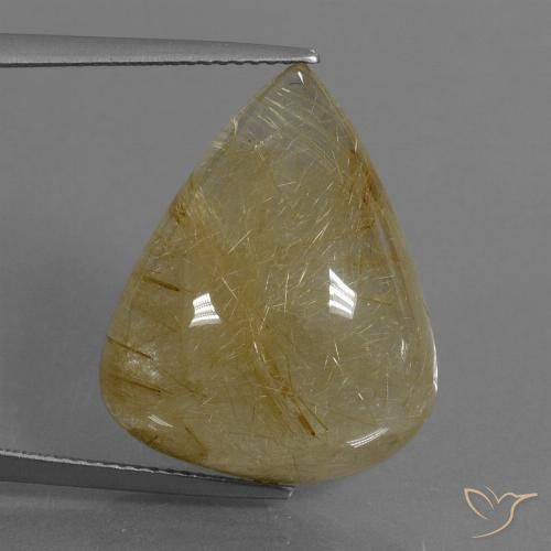 24.63ct Naturale Giallo chiaro Quarzo rutilo, Forma a pera, Traslucido