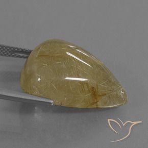Quarzo rutilo Giallo chiaro naturale da 24.63 ct, Forma a pera, Traslucido