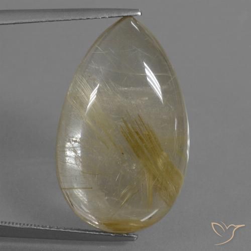 21.47ct Naturale Giallo chiaro Quarzo rutilo, Forma a pera, Trasparente