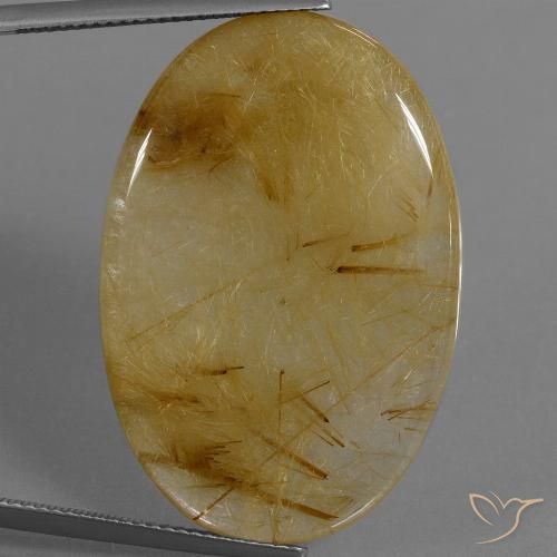 39.16ct Naturale Giallo dorato Quarzo rutilo, Ovale, Traslucido