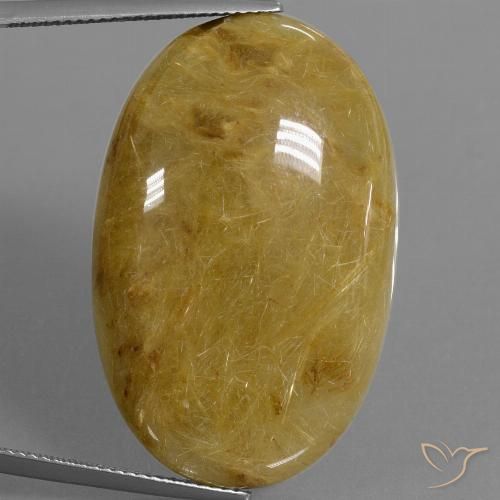52.73ct Naturale Giallo terroso Quarzo rutilo, Ovale, Traslucido