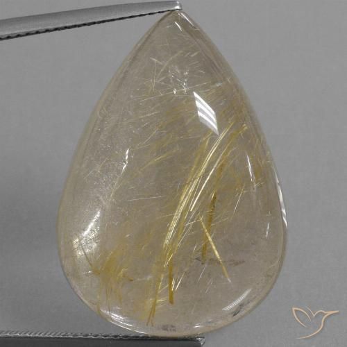 34.22ct Naturale Giallo caldo Quarzo rutilo, Forma a pera, Trasparente