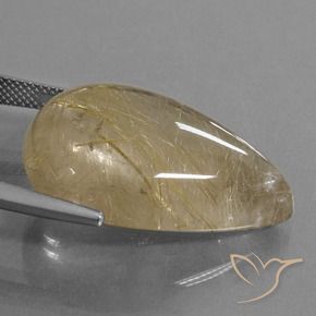 Quarzo rutilo Giallo caldo naturale da 34.22 ct, Forma a pera, Trasparente