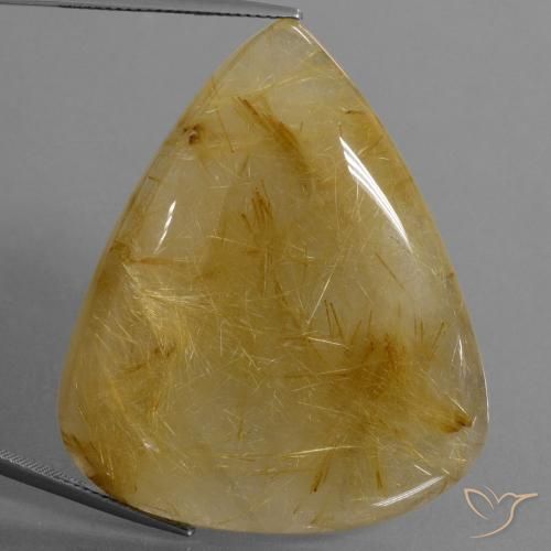 96.56ct Naturale Giallo dorato Quarzo rutilo, Forma a pera, Traslucido