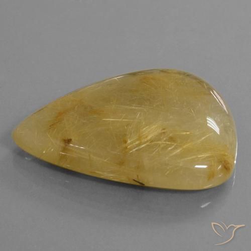 Quarzo rutilo Giallo dorato naturale da 96.56 ct, Forma a pera, Traslucido