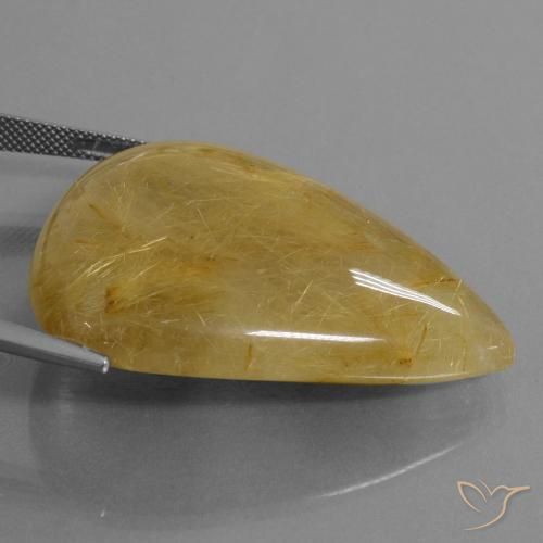 Quarzo rutilo Giallo dorato naturale da 96.56 ct, Forma a pera, Traslucido