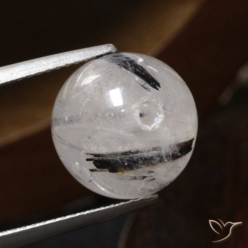 12.31ct Naturale Cancella con il nero Quarzo rutilo, Sfera, Traslucido
