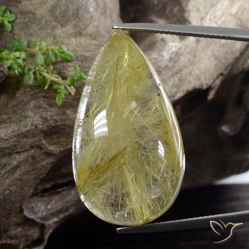 41.84ct Naturale Giallo Toscana Quarzo rutilo, Forma a pera, Traslucido