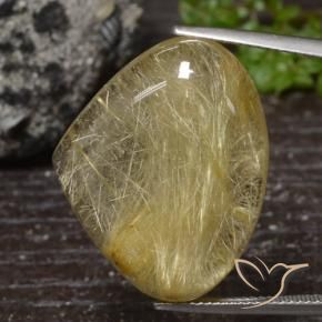 Quarzo rutilo Giallo medio naturale da 32.98 ct, Forma a pera, Trasparente