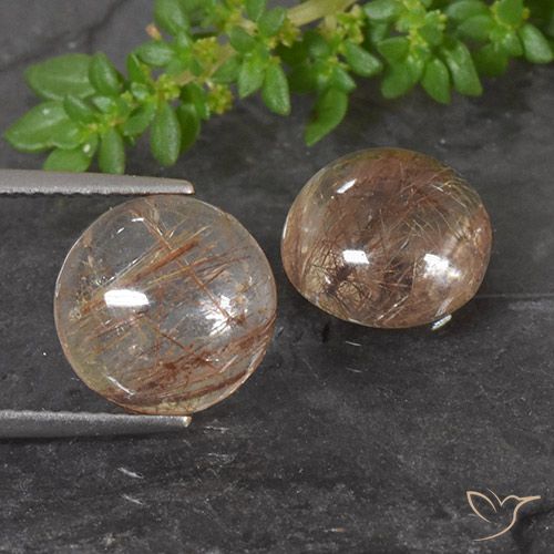 7.20ctw Naturale Arancio scuro rossastro Quarzo rutilo, Rotondo, Trasparente