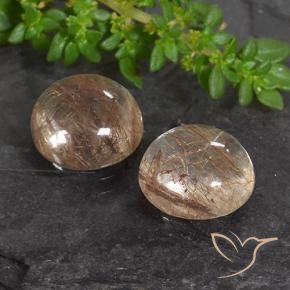 Gemme di Quarzo rutilo Arancio scuro rossastro naturale da 7.20 ct, Rotondo, Trasparente