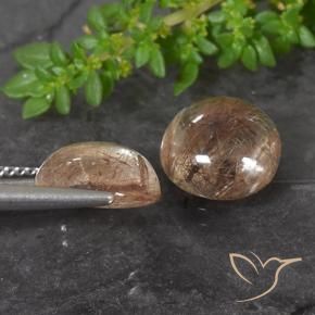 Gemme di Quarzo rutilo Arancio scuro rossastro naturale da 7.20 ct, Rotondo, Trasparente