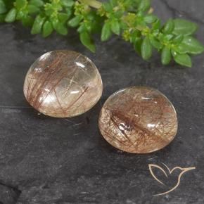 Gemme di Quarzo rutilo Arancio scuro rossastro naturale da 7.67 ct, Rotondo, Trasparente