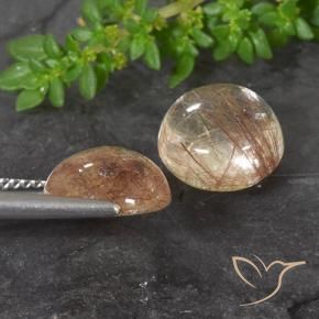Gemme di Quarzo rutilo Arancio scuro rossastro naturale da 7.67 ct, Rotondo, Trasparente