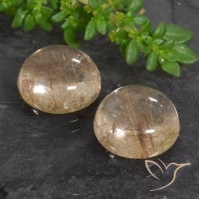 Gemme di Quarzo rutilo Marrone fulvo molto chiaro naturale da 7.14 ct, Rotondo, Trasparente