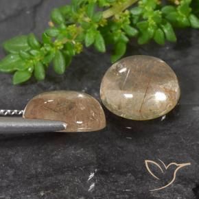 Gemme di Quarzo rutilo Marrone fulvo molto chiaro naturale da 7.14 ct, Rotondo, Trasparente