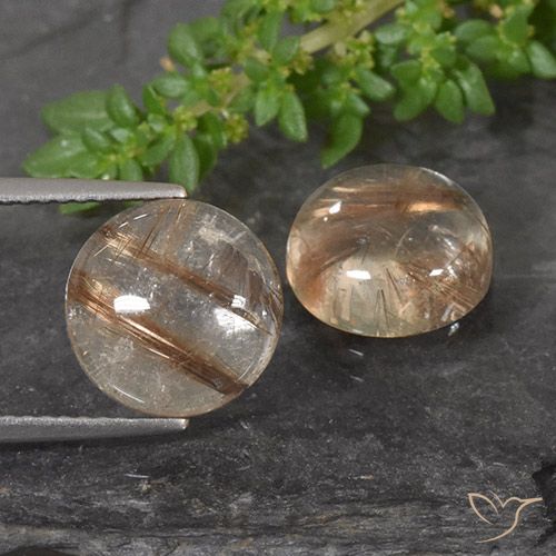 7.24ctw Naturale Marrone fulvo molto chiaro Quarzo rutilo, Rotondo, Trasparente