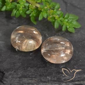 Gemme di Quarzo rutilo Marrone fulvo molto chiaro naturale da 7.24 ct, Rotondo, Trasparente