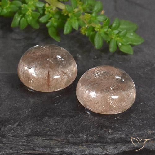 Gemme di Quarzo rutilo Arancio scuro rossastro naturale da 6.52 ct, Rotondo, Trasparente