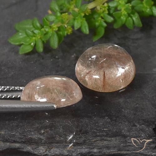 Gemme di Quarzo rutilo Arancio scuro rossastro naturale da 6.52 ct, Rotondo, Trasparente