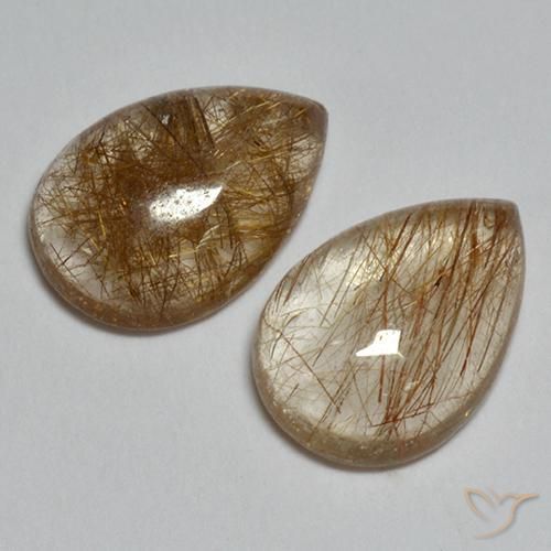 3.65ctw Naturale Marrone caldo Quarzo rutilo, Forma a pera, Trasparente