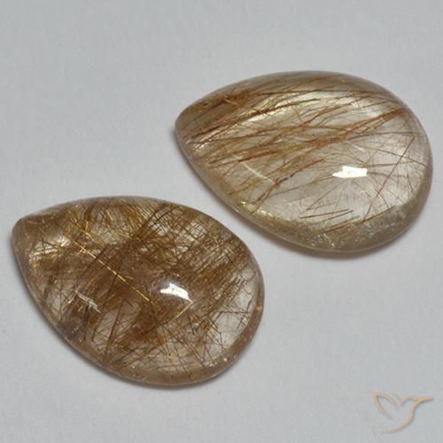 Gemme di Quarzo rutilo Marrone caldo naturale da 3.65 ct, Forma a pera, Trasparente