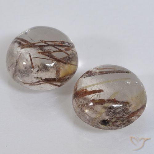 2.95ctw Naturale Chiaro con il marrone Quarzo rutilo, Rotondo, Trasparente