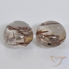 Gemme di Quarzo rutilo Chiaro con il marrone naturale da 2.95 ct, Rotondo, Trasparente