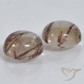 Gemme di Quarzo rutilo Chiaro con il marrone naturale da 2.95 ct, Rotondo, Trasparente