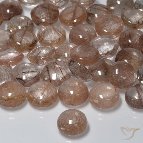 1.97ct Naturale Chiaro con il marrone Quarzo rutilo, Rotondo, Traslucido