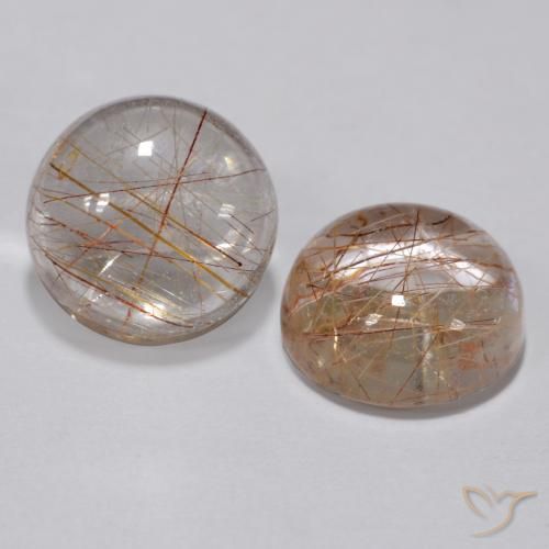 Gemme di Quarzo rutilo Marrone caldo naturale da 6.43 ct, Rotondo, Trasparente