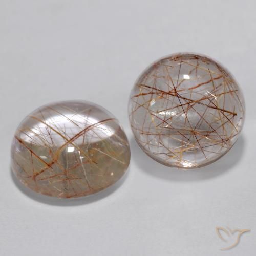 Gemme di Quarzo rutilo Marrone caldo naturale da 6.43 ct, Rotondo, Trasparente