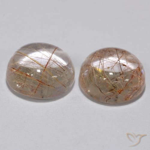 Gemme di Quarzo rutilo Marrone caldo naturale da 6.43 ct, Rotondo, Trasparente