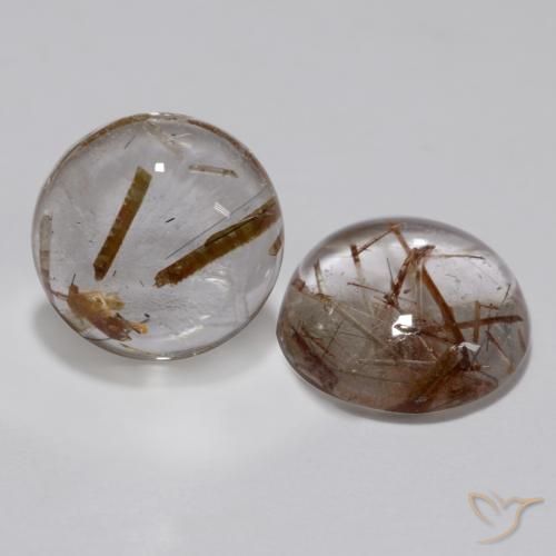 Gemme di Quarzo rutilo Chiaro con il marrone naturale da 4.77 ct, Rotondo, Trasparente