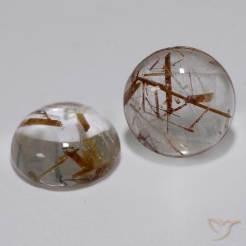 Gemme di Quarzo rutilo Chiaro con il marrone naturale da 4.77 ct, Rotondo, Trasparente
