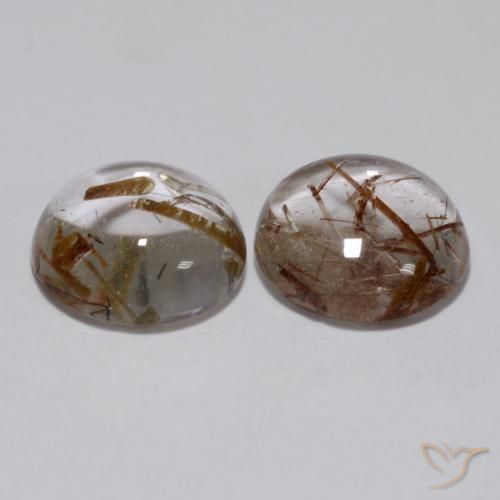Gemme di Quarzo rutilo Chiaro con il marrone naturale da 4.77 ct, Rotondo, Trasparente