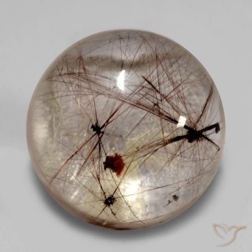 5.45ct Naturale Chiaro con il marrone Quarzo rutilo, Rotondo, Trasparente