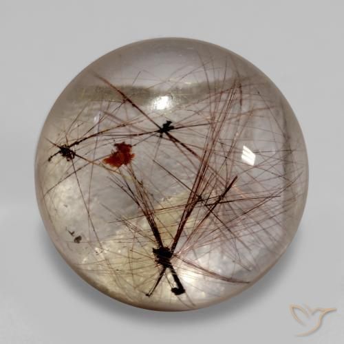 Quarzo rutilo Chiaro con il marrone naturale da 5.45 ct, Rotondo, Trasparente