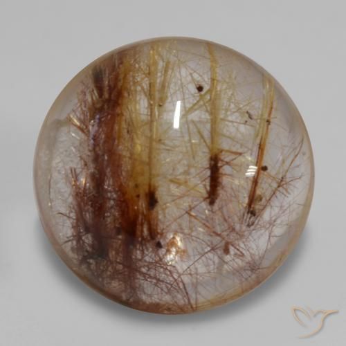 Quarzo rutilo Chiaro con il marrone naturale da 7.37 ct, Rotondo, Trasparente