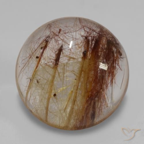 Quarzo rutilo Chiaro con il marrone naturale da 7.37 ct, Rotondo, Trasparente