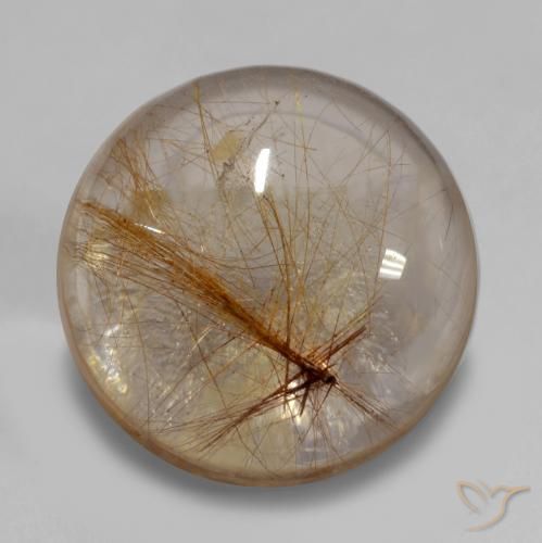 6.49ct Naturale Marrone fulvo molto chiaro Quarzo rutilo, Rotondo, Trasparente